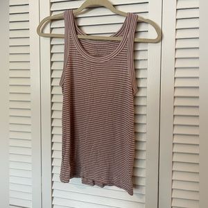 American Eagle Soft & Sexy Cream and Purple Striped Rib Tank Top